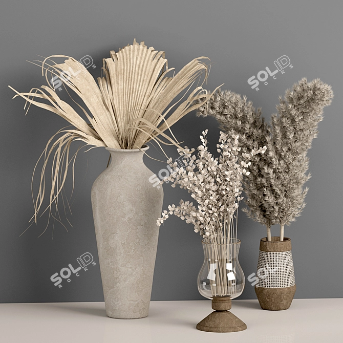 Blooming Beauty: Dried Flower Delight 3D model image 1