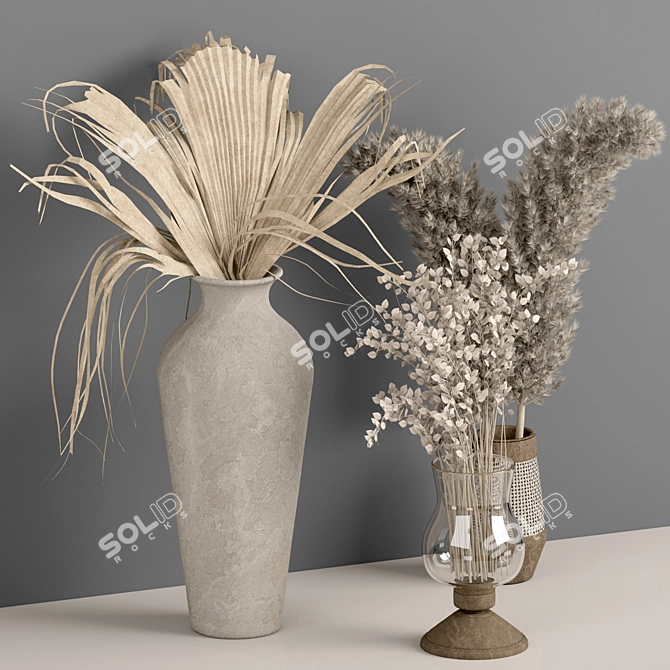 Blooming Beauty: Dried Flower Delight 3D model image 3