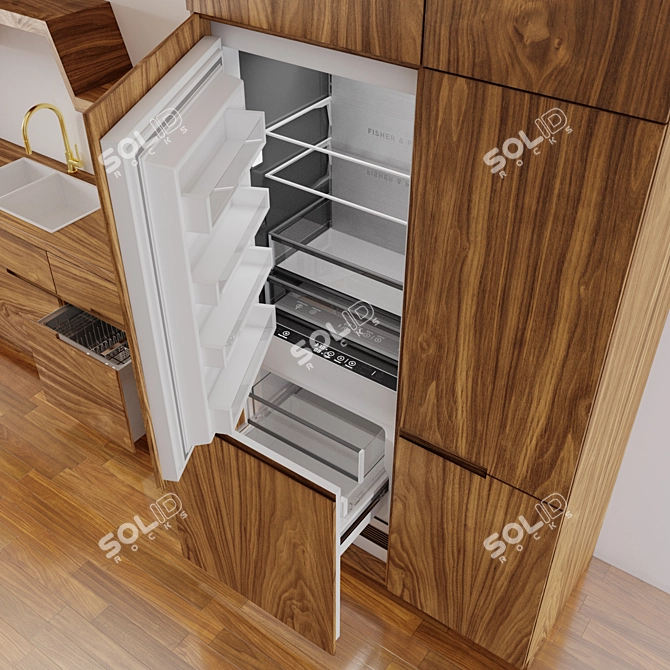 Modern Kitchen Cabinets Set 3D model image 3