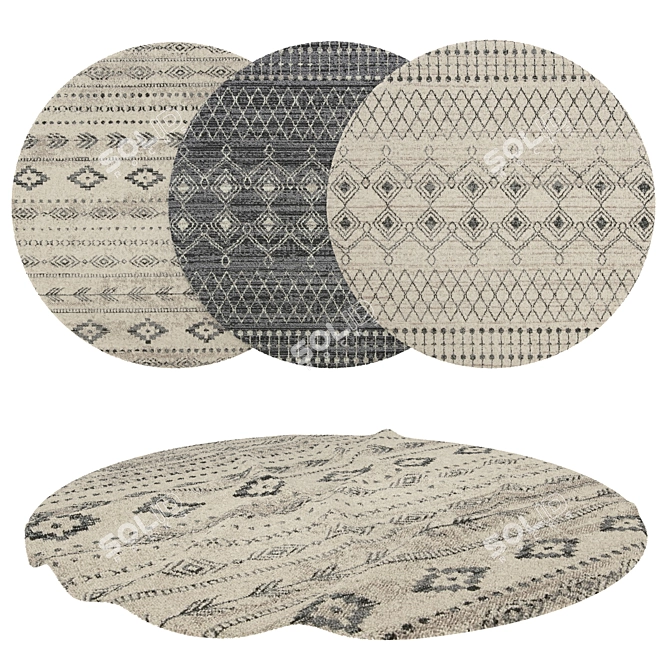 Round Rugs Set: Versatile 3D Models 3D model image 1