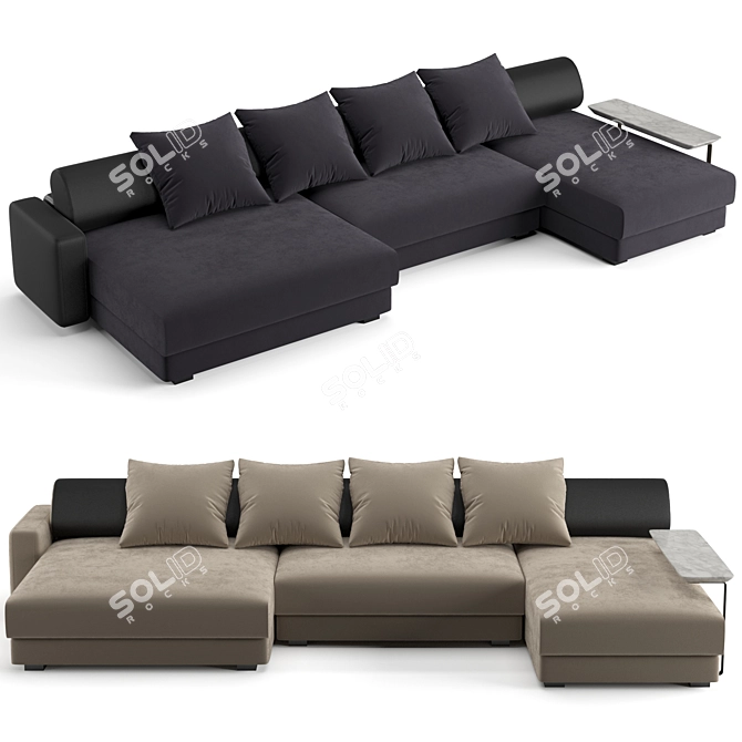 Luxurious Fendi Halston Sofa 3D model image 1