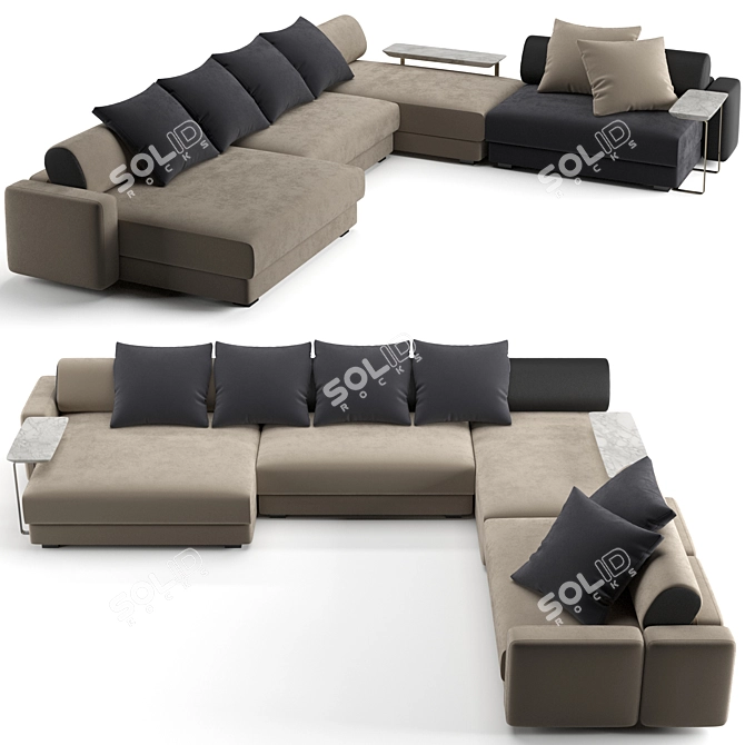 Luxurious Fendi Casa Halston: Modular Elegance 3D model image 1