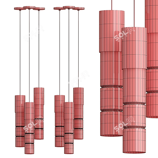 Organic Bamboo Pendant Light 3D model image 3