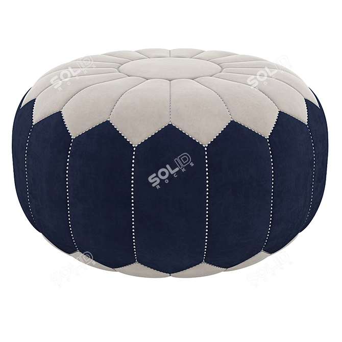 Title: Boho Blue Denim Moroccan Pouf 3D model image 2