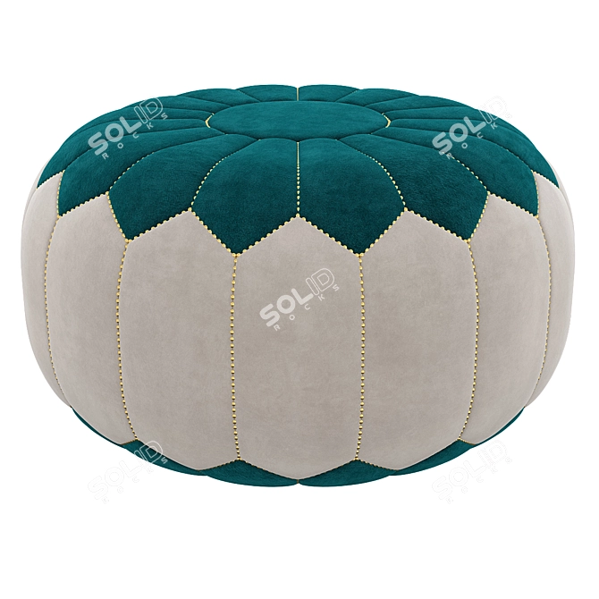 Title: Boho Blue Denim Moroccan Pouf 3D model image 3