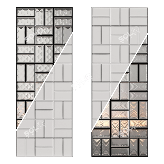 Sleek Glass Block Wall Partition 3D model image 3