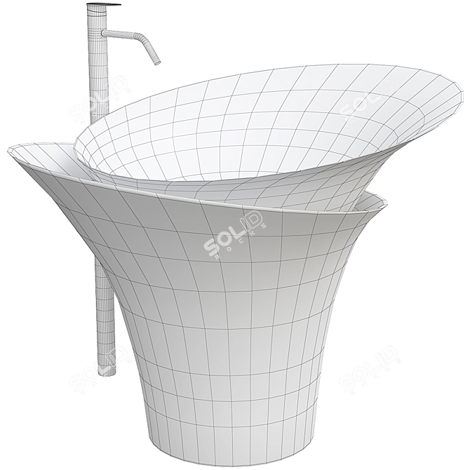 Sleek Wash Basin v004 3D model image 4