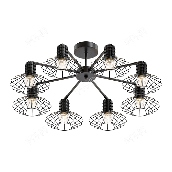 Sleek Chrome Ceiling Chandelier 3D model image 1