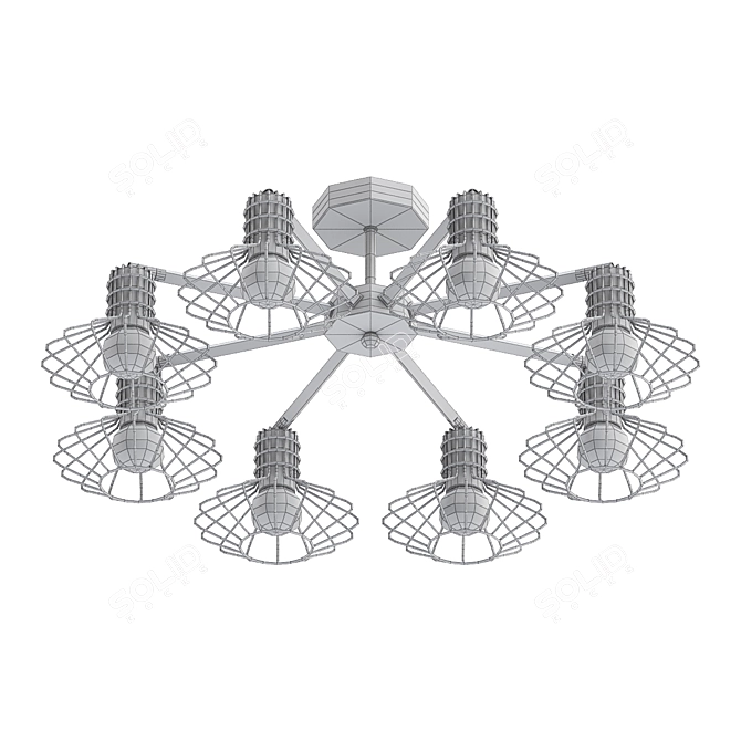 Sleek Chrome Ceiling Chandelier 3D model image 2