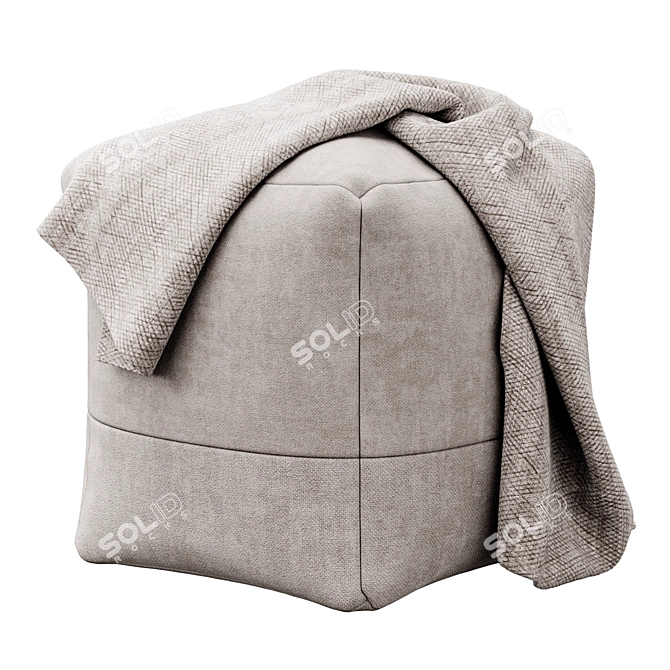 Cozy Cotton Canvas Square Pouf 3D model image 1