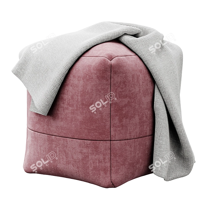 Cozy Cotton Canvas Square Pouf 3D model image 2