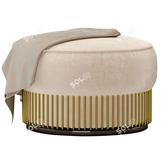 Noah Pouf - Refined Gold Metal Frame with Plush Handmade Fabric Seating 3D model image 2