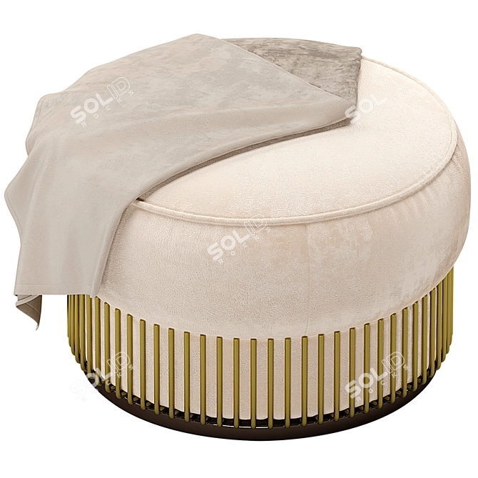 Noah Pouf - Refined Gold Metal Frame with Plush Handmade Fabric Seating 3D model image 3