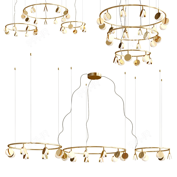 Sleek Shell Chandelier Collection 3D model image 3