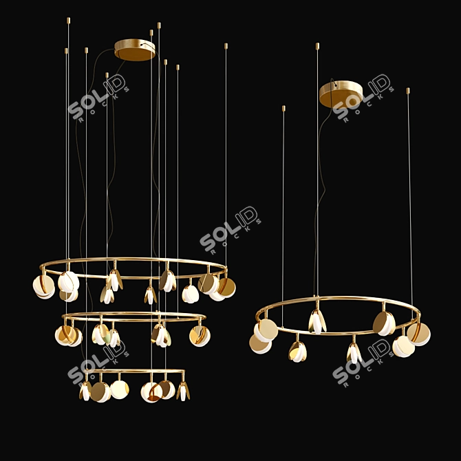 Sleek Shell Chandelier Collection 3D model image 4