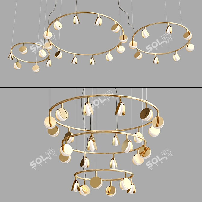 Sleek Shell Chandelier Collection 3D model image 5