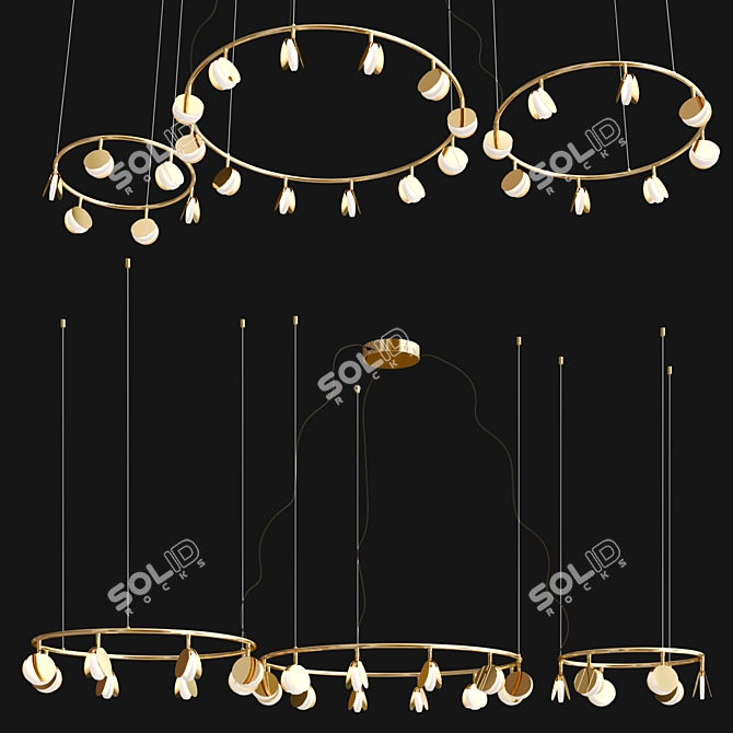 Sleek Shell Chandelier Collection 3D model image 6