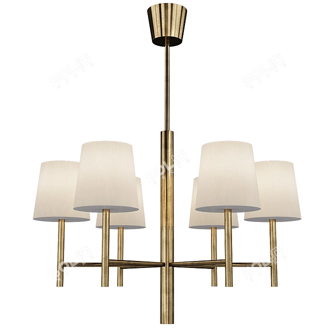 Danish Modernist Brass Chandelier 3D model image 1