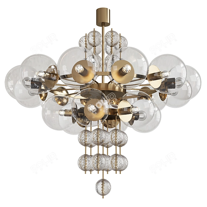 Title: Brass & Glass Large Chandelier (Vintage) 3D model image 1