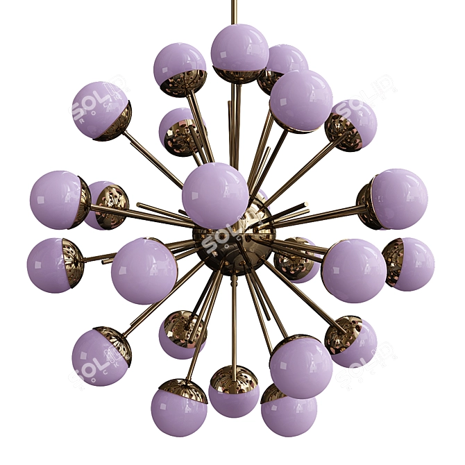 Lilac Glass Brass Sputnik Chandelier 3D model image 1