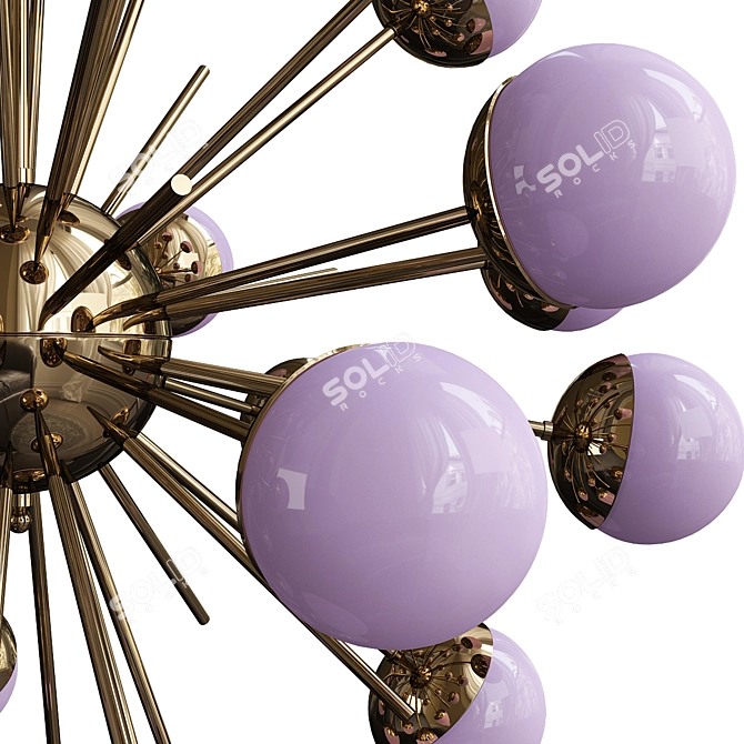 Lilac Glass Brass Sputnik Chandelier 3D model image 2