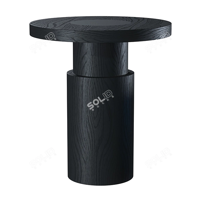 Modern Oak and Black Coffee Table 3D model image 1