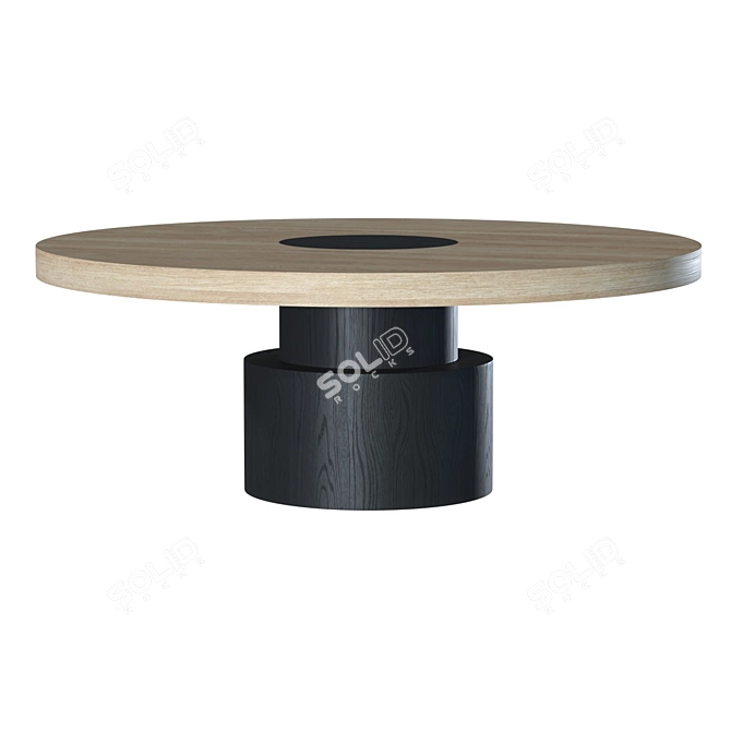 Modern Oak and Black Coffee Table 3D model image 4