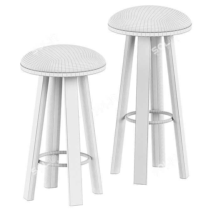 Modern Milk Bar Stool 3D model image 2