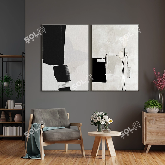 Modern Abstract Photo Frame Set 3D model image 2