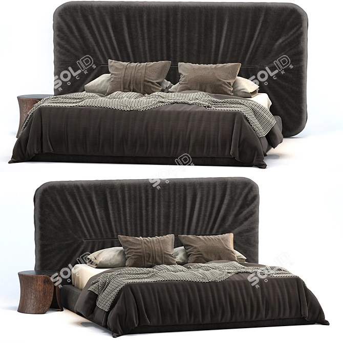 Elegant Draped King Size Bed 3D model image 1