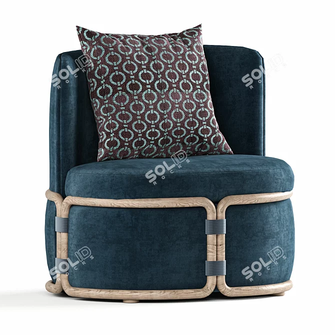 RotinGarden Fabric Easy Chair: Stylish and Comfortable 3D model image 1