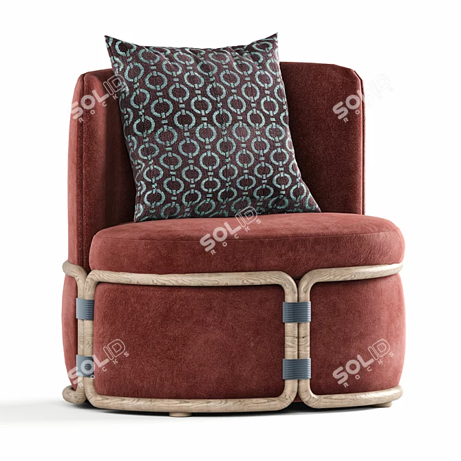 RotinGarden Fabric Easy Chair: Stylish and Comfortable 3D model image 3