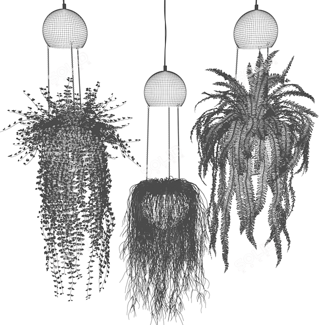 Metal Botanical Ball Lamps 3D model image 2