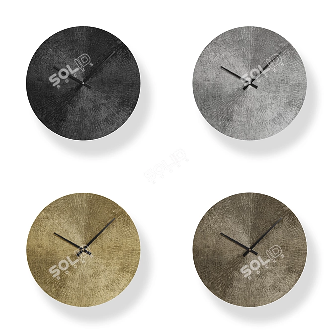 Elegant Starburst Wall Clock 3D model image 5