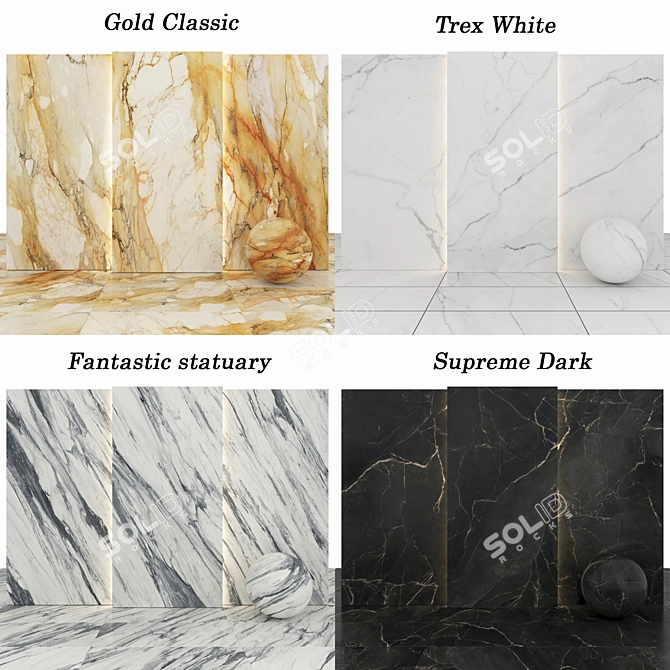 Marble Collection: Trex, Supreme Dark, Gold Classic, Fantastic Statuary 3D model image 2