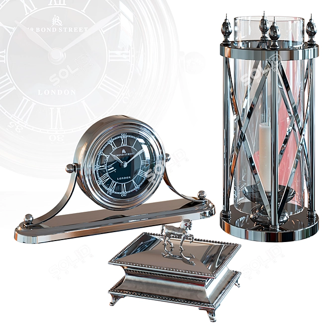 Garda Decor Set: Clock, Candle Holder, Horse Box 3D model image 1