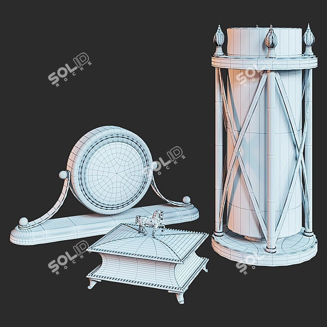 Garda Decor Set: Clock, Candle Holder, Horse Box 3D model image 4