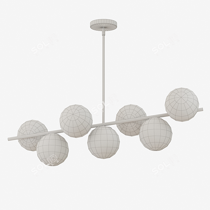 Sleek Sphere Stem Chandelier 3D model image 2