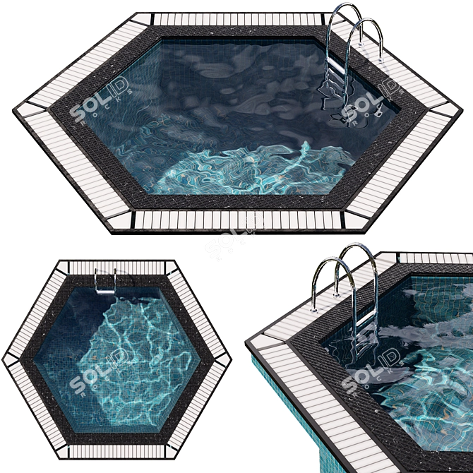 Hexagonal Jacuzzi Pool with Caustics 3D model image 1