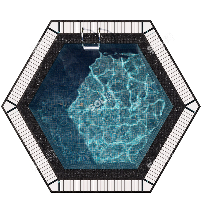 Hexagonal Jacuzzi Pool with Caustics 3D model image 2