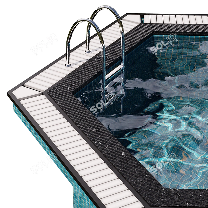 Hexagonal Jacuzzi Pool with Caustics 3D model image 3