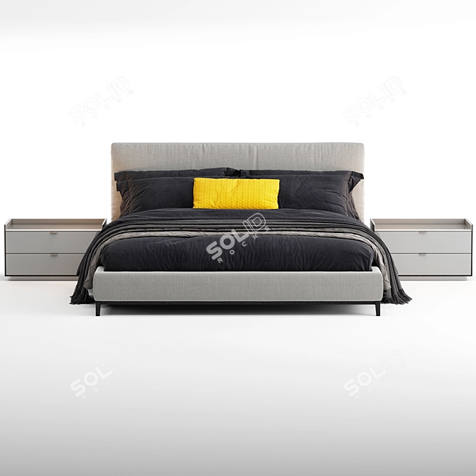 Minotti Andersen Bed (Black) - Luxury and Elegance 3D model image 3