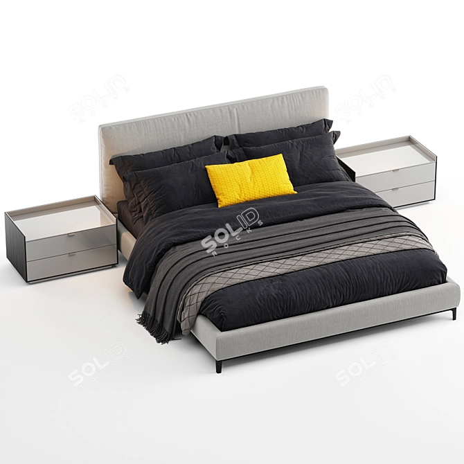 Minotti Andersen Bed (Black) - Luxury and Elegance 3D model image 4