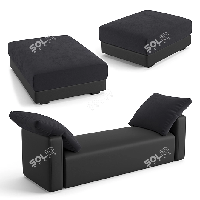 Luxury Fendi Halston Ottoman Bench 3D model image 1