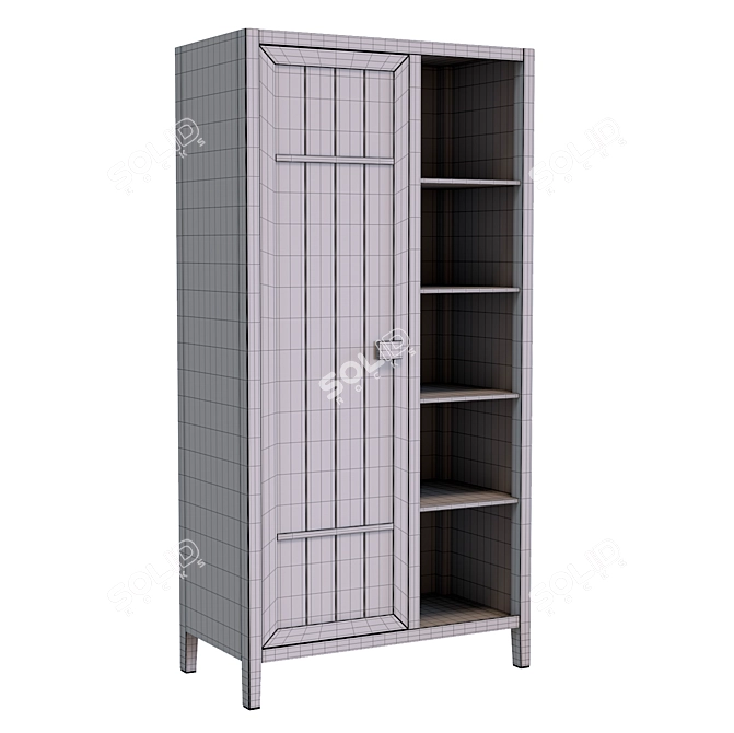Carlos Wardrobe with Hanger & Linen Compartment 3D model image 1