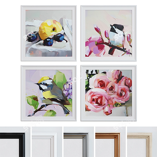 Modern Oil Paintings Picture Frame Set 3D model image 8