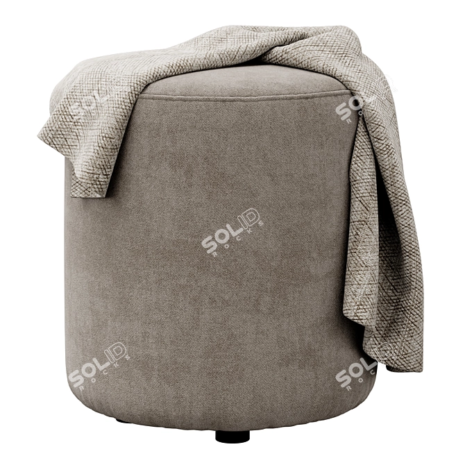 Isla Fabric & Leather Ottoman 3D model image 3