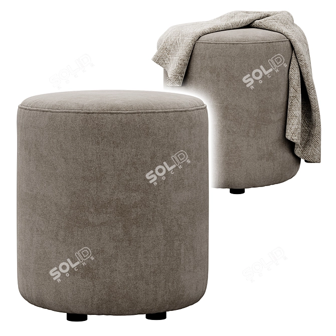 Isla Fabric & Leather Ottoman 3D model image 4