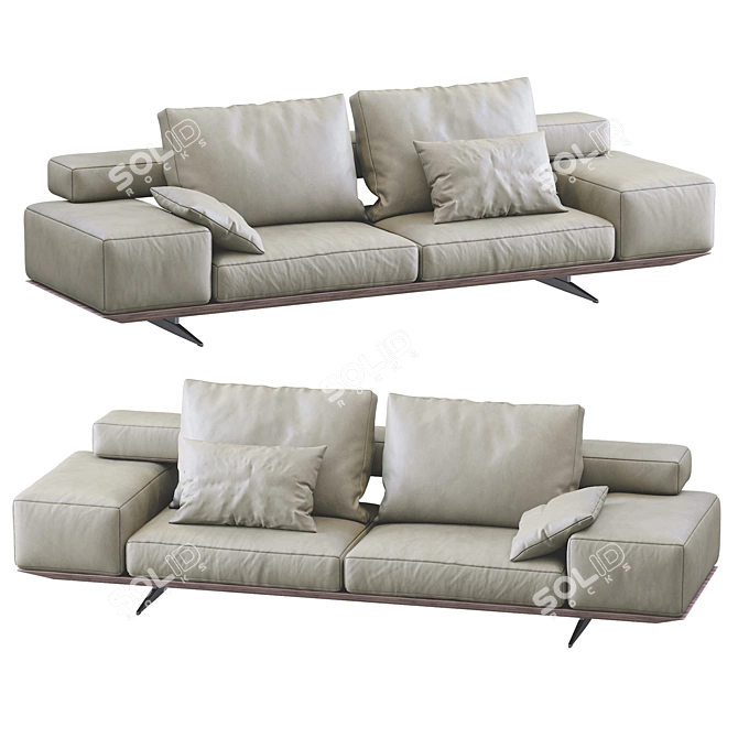 Flexform Leather Wing Sofa 3D model image 3