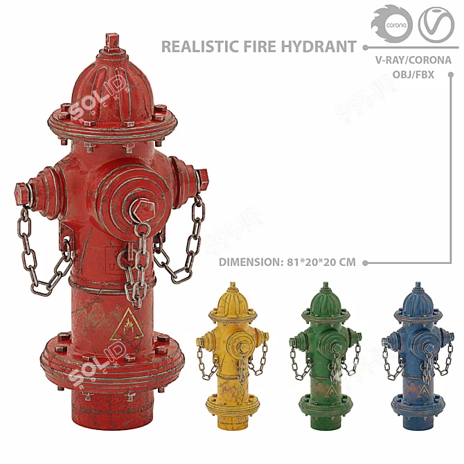 Authentic Fire Hydrant: Realistic 3D Model 3D model image 1